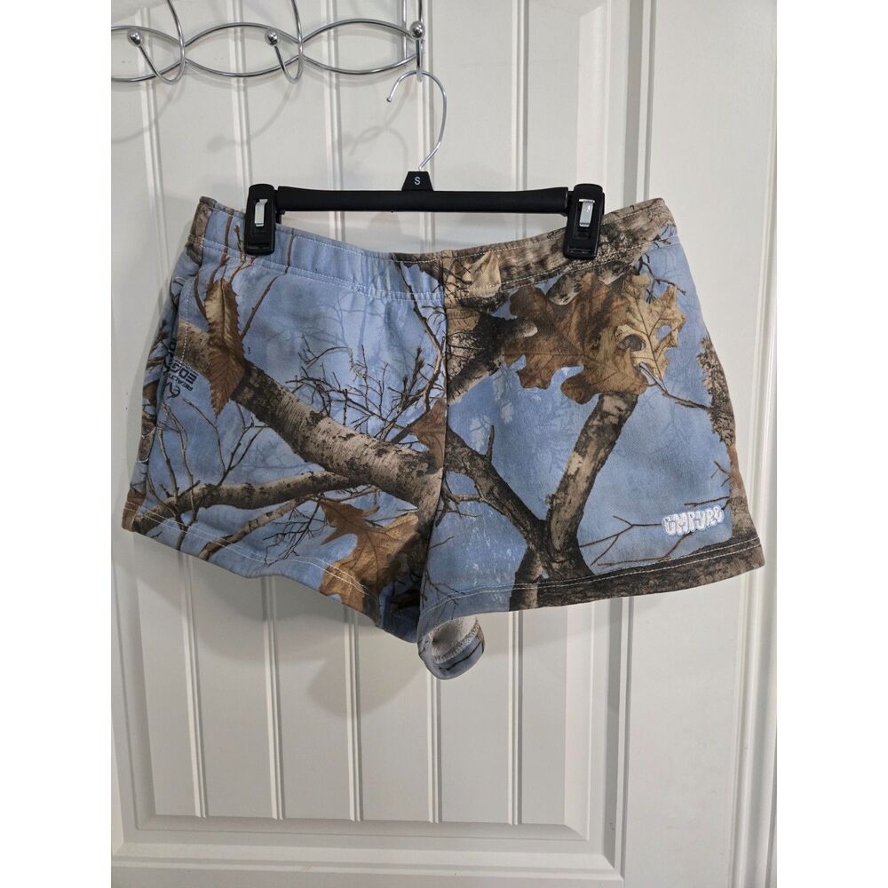 Empyre Women’s Large Blue Realtree Edge Camo Fleece Shorts Elastic Waist